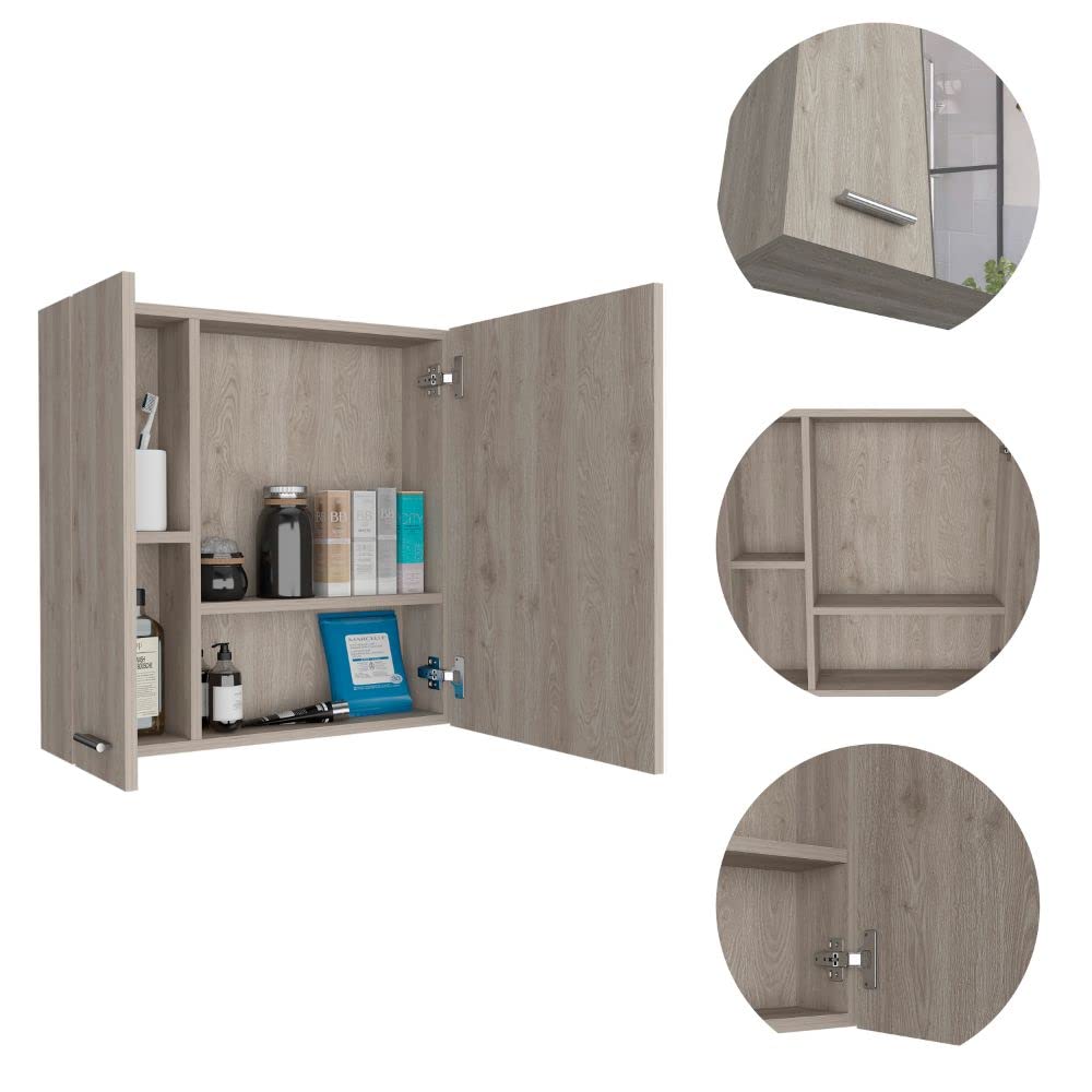 Medicine 23H Double Door Cabinet,4 Interior Shelves, Light Gray