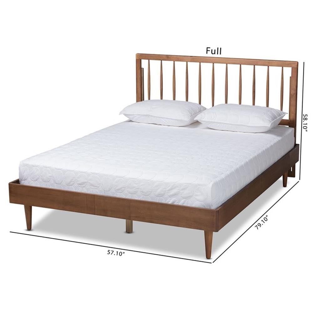 Baxton Studio Sora Mid-Century Modern Ash Walnut Finished Wood Full Size Platform Bed