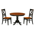 East West Furniture Hartland 3 Piece Set for Small Spaces Contains a Round Dining Room Table with Pedestal and 2 Wooden Seat Chairs, 42x42 Inch, Black & Cherry