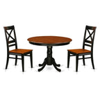East West Furniture Hartland 3 Piece Set for Small Spaces Contains a Round Dining Room Table with Pedestal and 2 Wooden Seat Chairs, 42x42 Inch, Black & Cherry