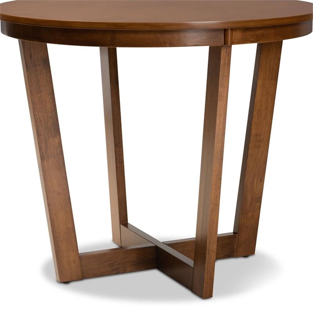 Baxton Studio Alayna Modern and Contemporary Walnut Brown Finished 35-Inch-Wide Round Wood Dining Table