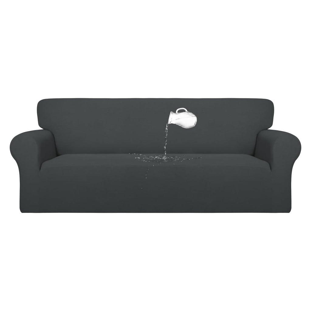 Purefit 100% Dual Waterproof Couch Cover Slipcovers For Couches And Sofas - Stretch Non Slip Fleece Sofa Covers Washable, Leakproof Furniture Protector For Kids, Pets, Dog (Sofa, Dark Gray)
