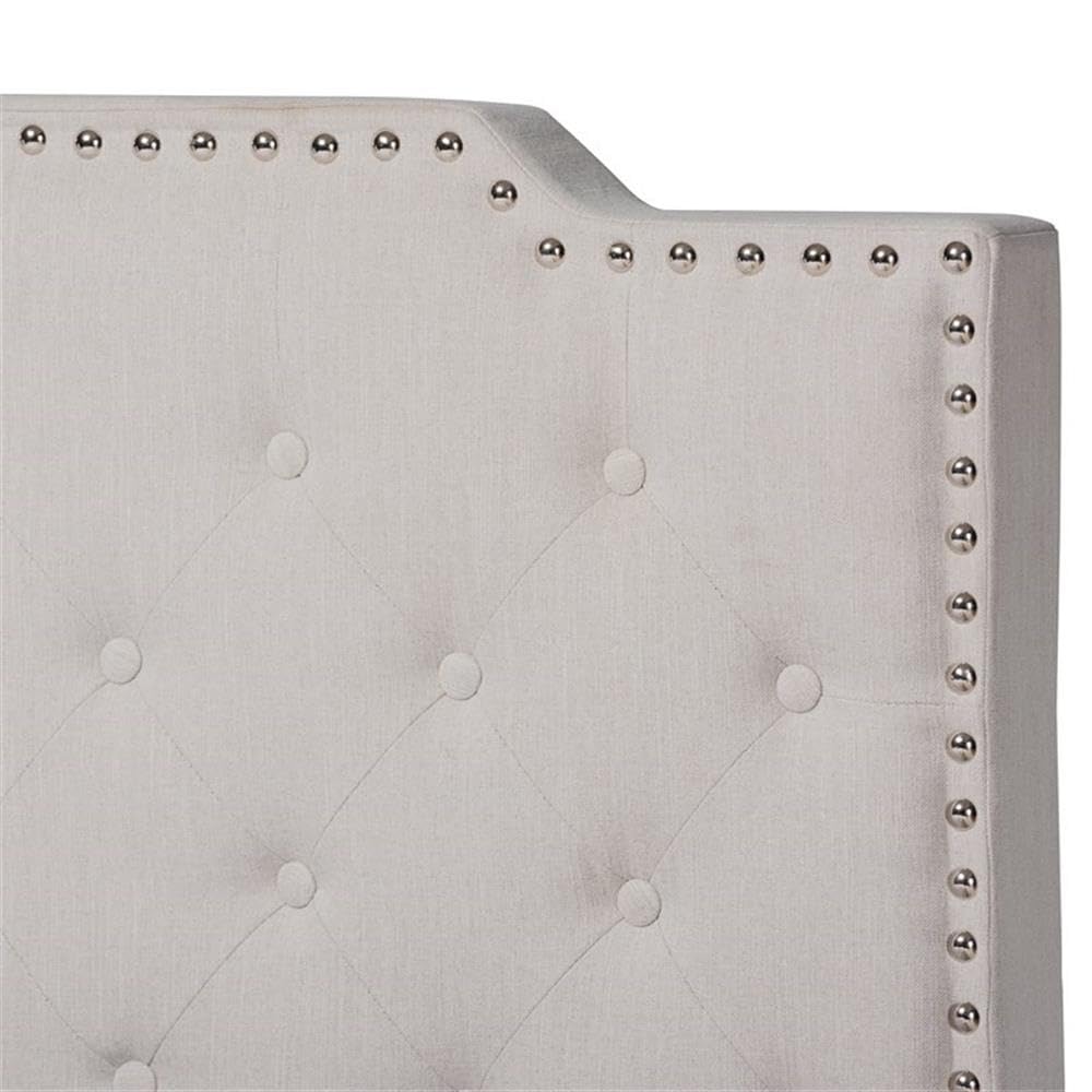 Baxton Studio Marion Modern Transitional Beige Fabric Upholstered Button Tufted Full Size Panel Bed