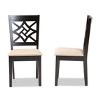 Baxton Studio Nicolette Modern and Contemporary Sand Fabric Upholstered and Dark Brown Finished Wood 2-Piece Dining Chair Set