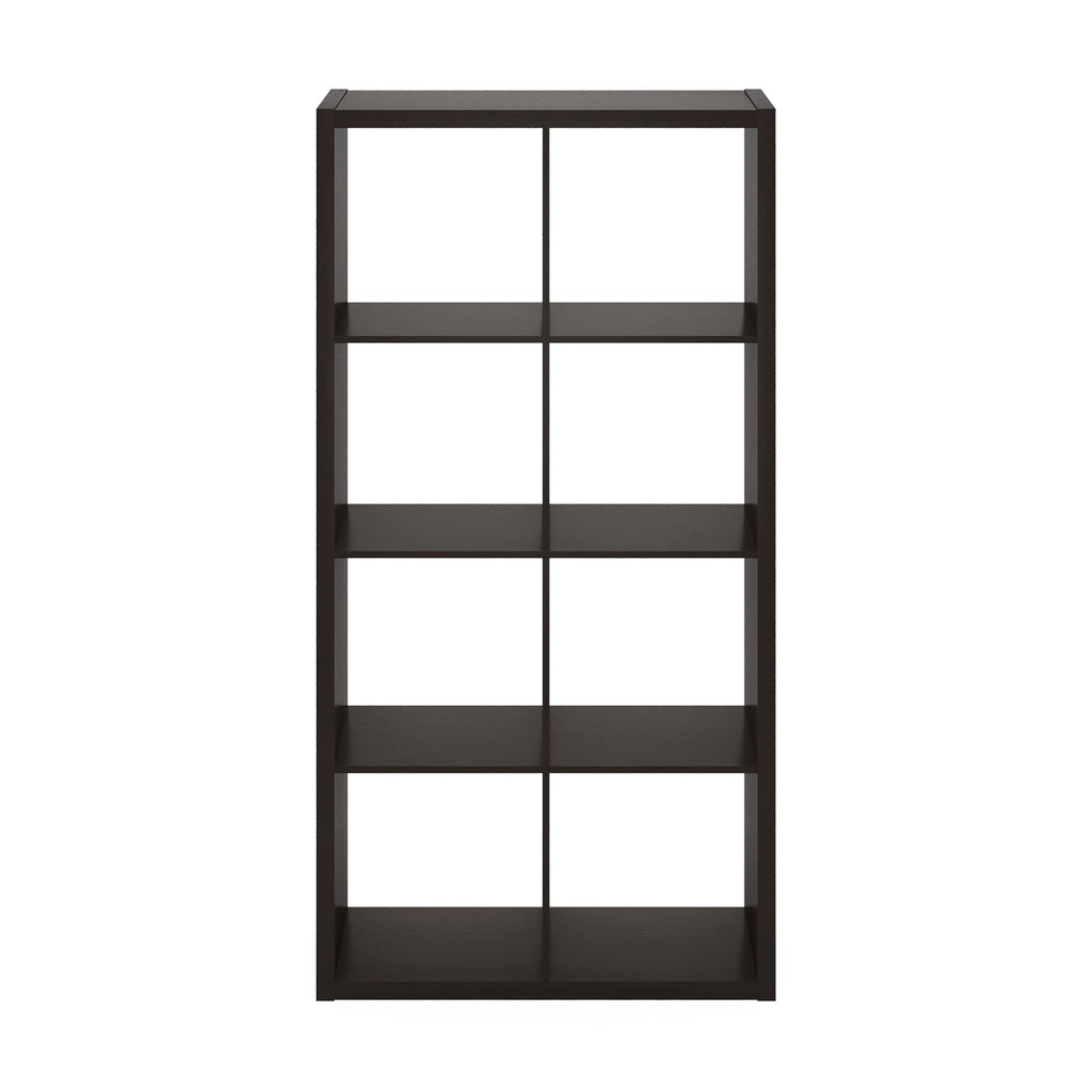 Furinno Cubicle Open Back Decorative Cube Storage Organizer, 8-Cube, Dark Oak