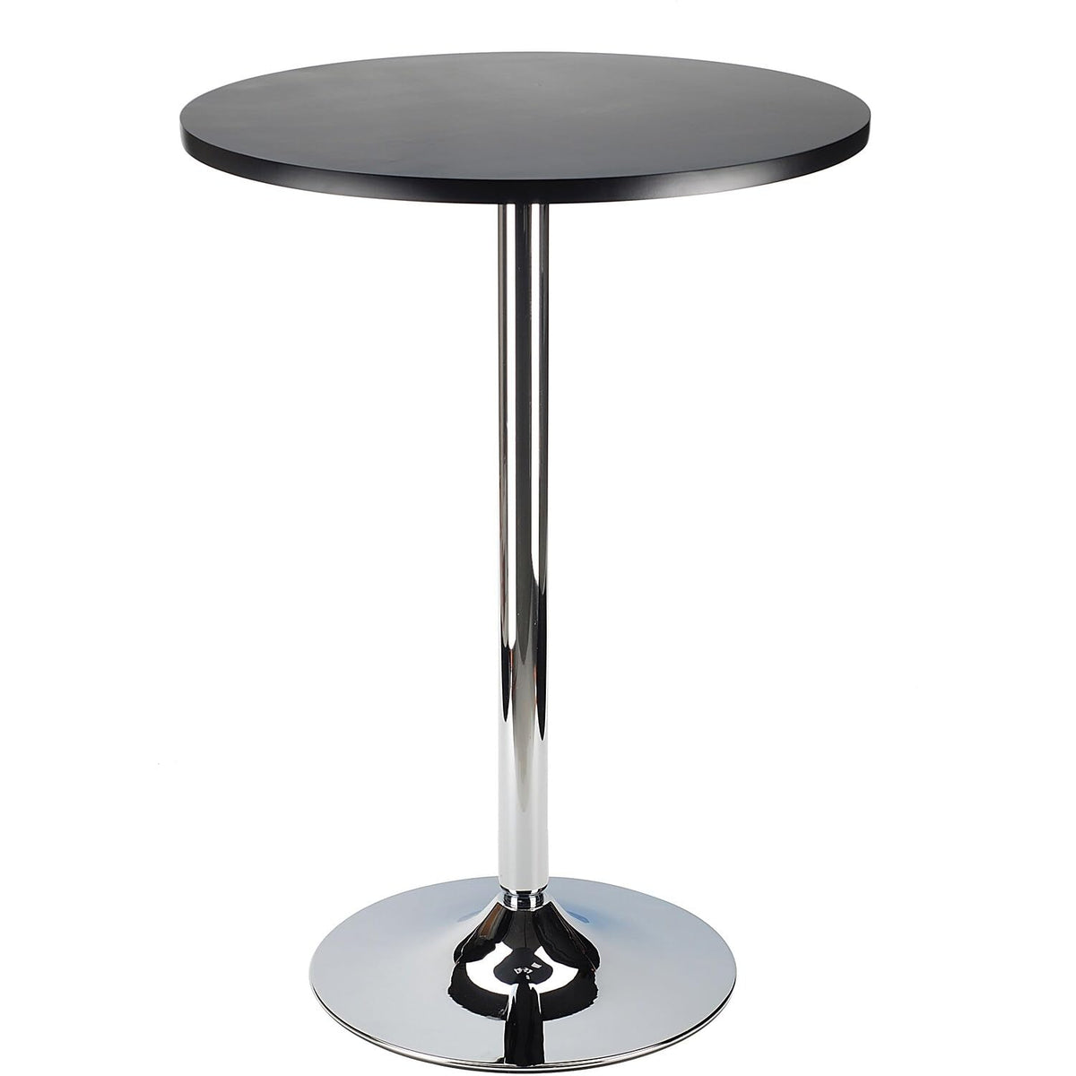 Casafoyer Spectrum Round Pub Table  Black Laminate Top & Chrome Base ( Pack Of 2 )