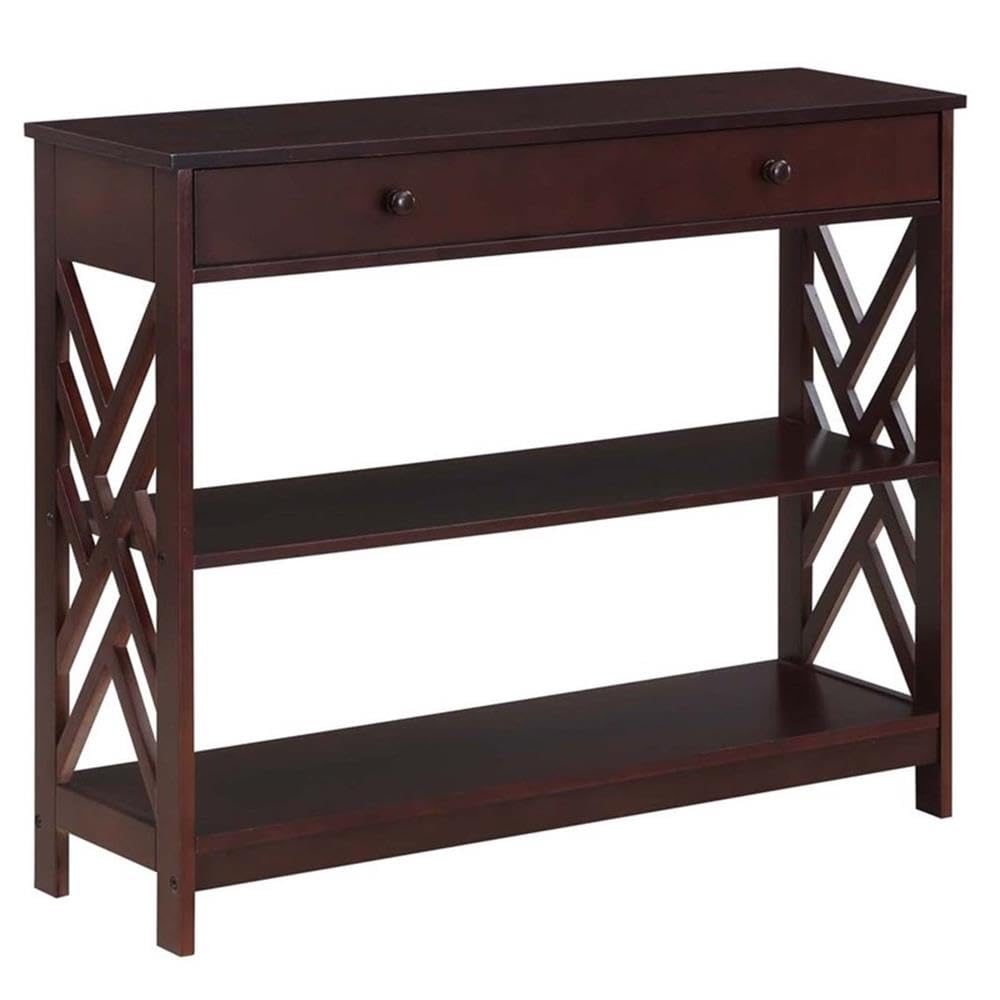 Convenience Concepts Titan 1-Drawer Console Table with Shelves, Brown