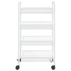 vidaXL 4-Tier Kitchen Trolley in White - Durable Iron Construction, Mobile Storage Cart with 4 Removable Mesh Baskets, Ideal for Kitchen, Bathroom, Office