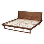 Baxton Studio Macayle Mid-Century Modern Ash Walnut Finished Wood Queen Size Platform Bed