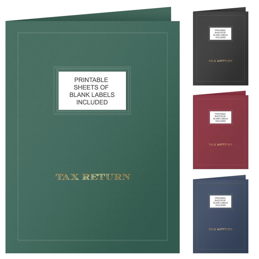 The Gallery Collection, 50 Count, Green, Tax Return Pocket Folders, Gold Foil With Customizable Labels, For Tax Professionals (9