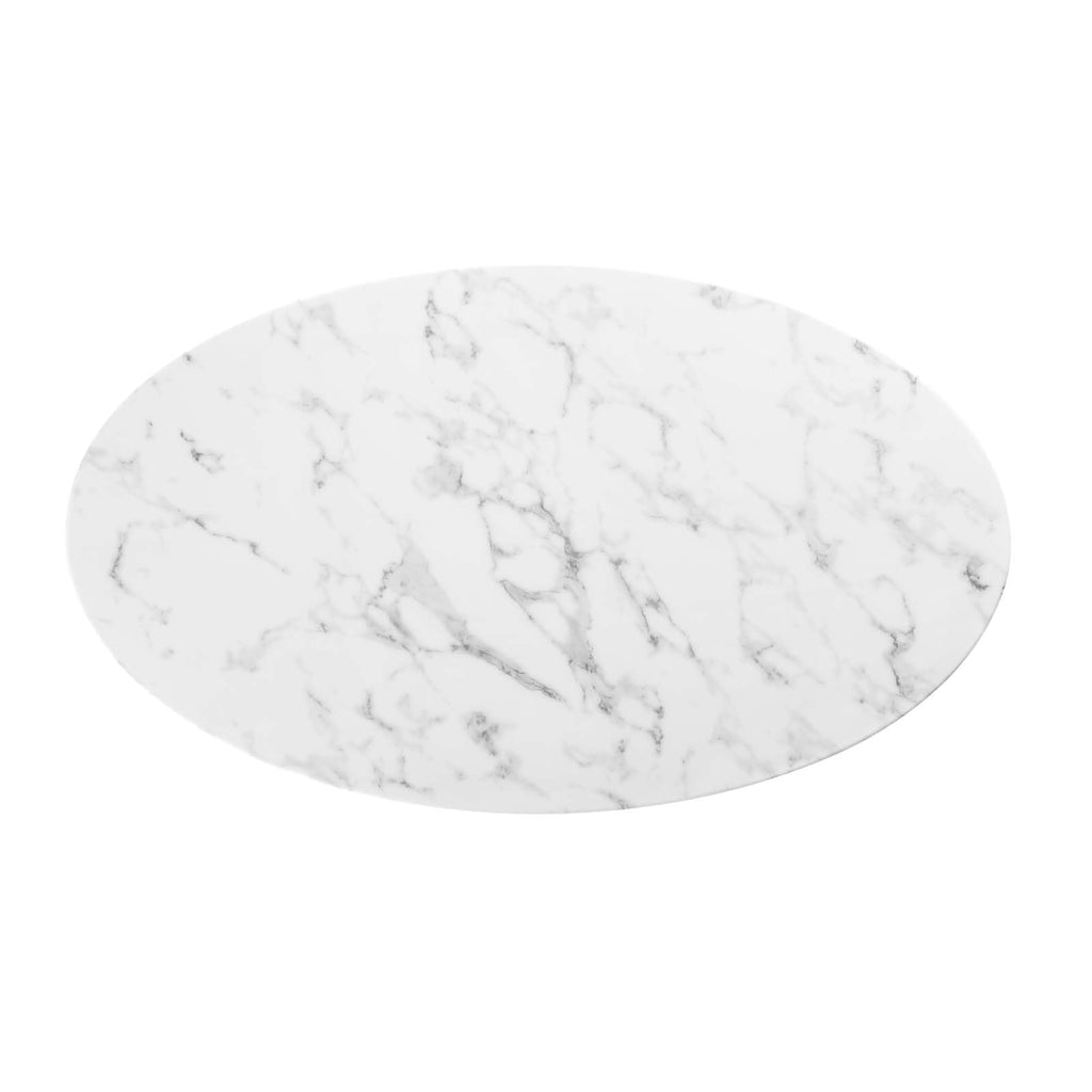 Modway Lippa 48" Oval Artificial Marble Dining Table, Black White