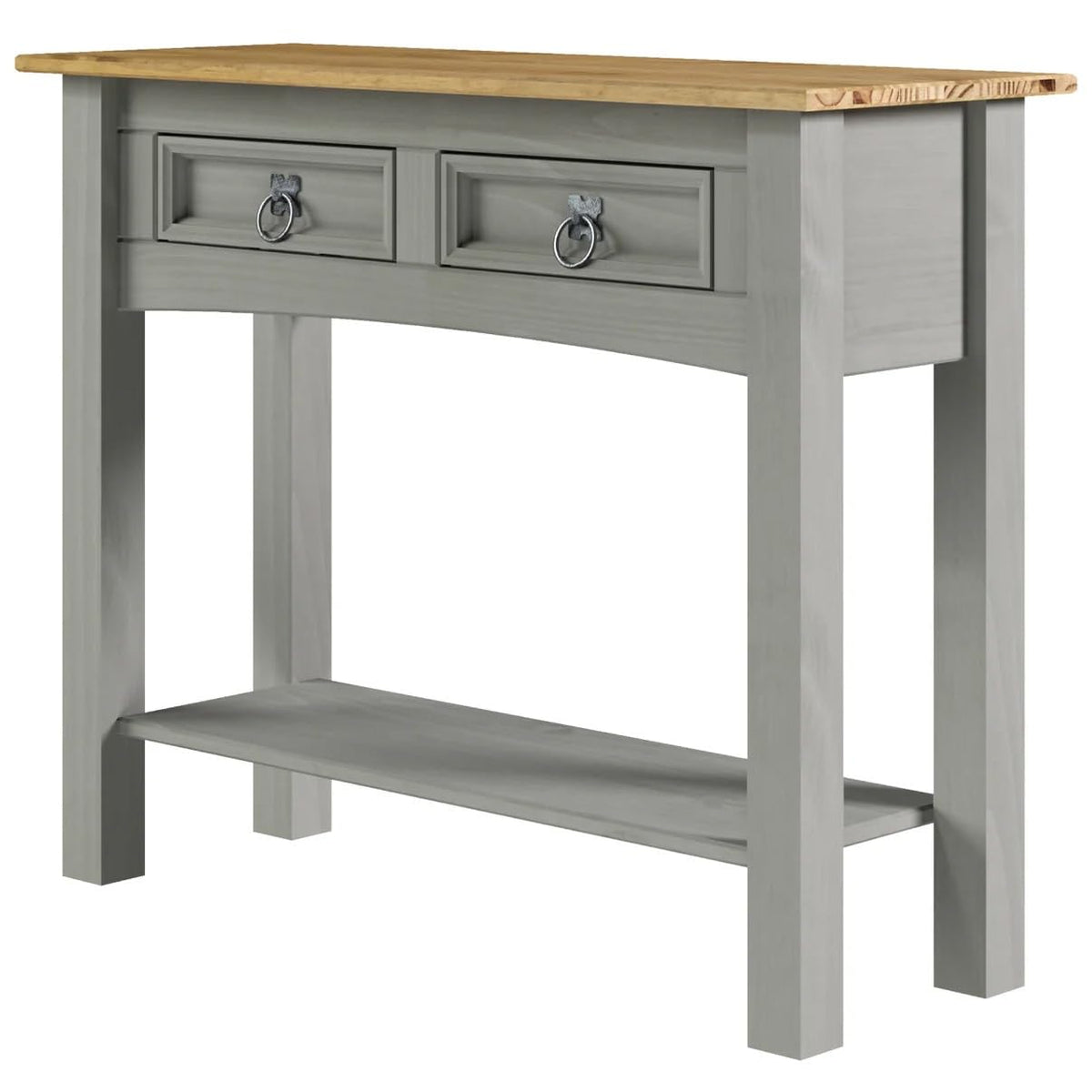 American Furniture Classics Cottage Series Solid Wood Two Drawer Hall Console Table, Corona Gray