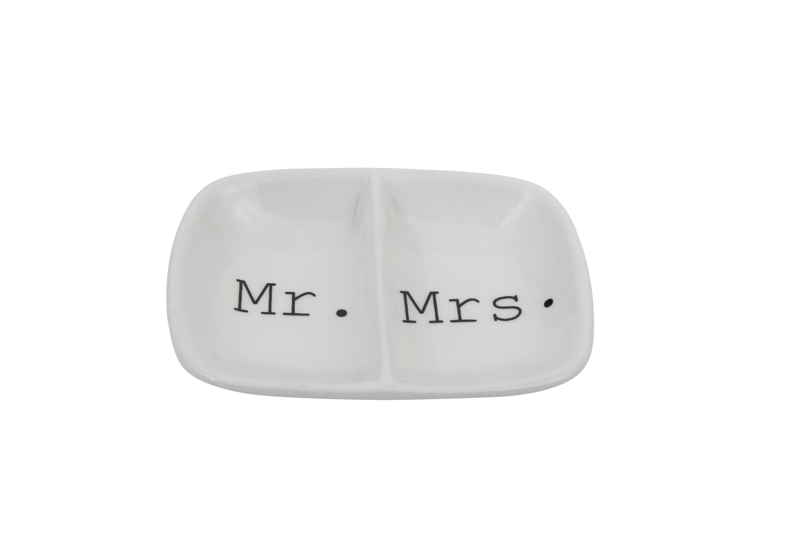 Creative Co-Op Ceramic 2 Section Mr. & Mrs. Dish