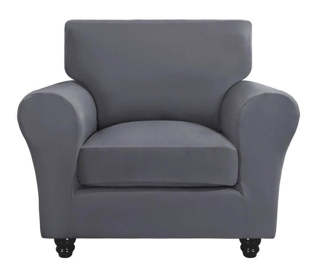 Searchi Stretch Sofa Cover Couch Covers, 2 Piece Armchair Slipcover With Separate Chair Cushion Cover, Washable Furniture Protector For Living Room(Armchair, Grey)
