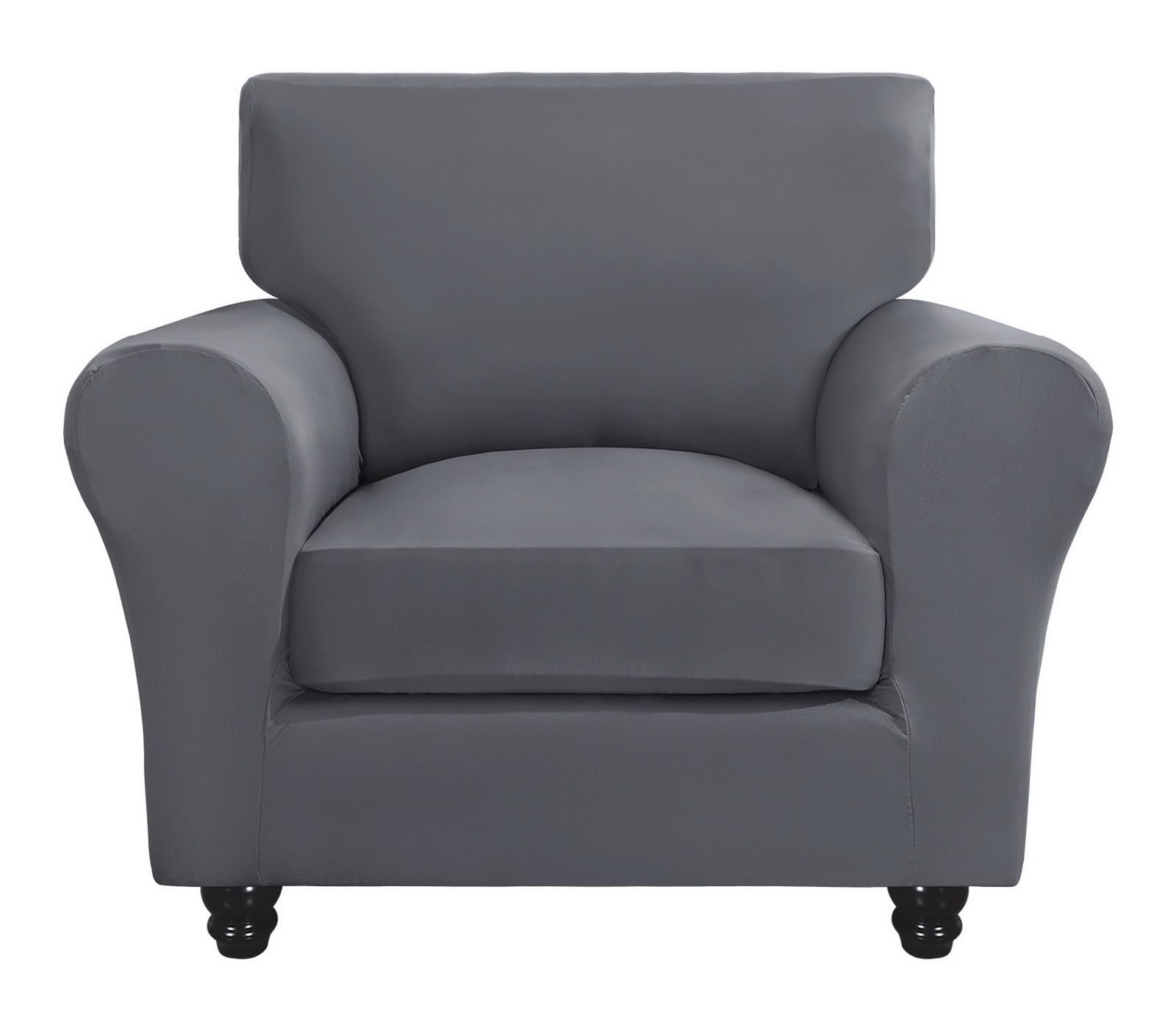 Searchi Stretch Sofa Cover Couch Covers, 2 Piece Armchair Slipcover With Separate Chair Cushion Cover, Washable Furniture Protector For Living Room(Armchair, Grey)