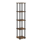 Furinno Turn-N-Tube 5-Tier Corner Square Rack Display Shelf, Amber Pine/Black