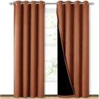 Nicetown Burnt Orange 100% Blackout Window Curtain Panels, Heat And Cold Blocking Drapes With Black Liner For Nursery, 84 Inches