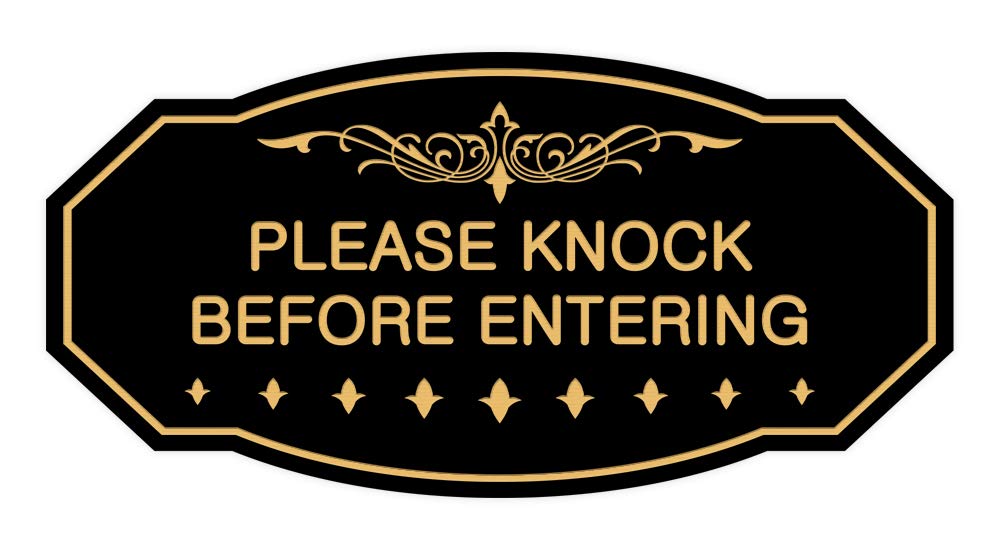 Signs Bylita Victorian Please Knock Before Entering Sign (Black Gold) - Medium