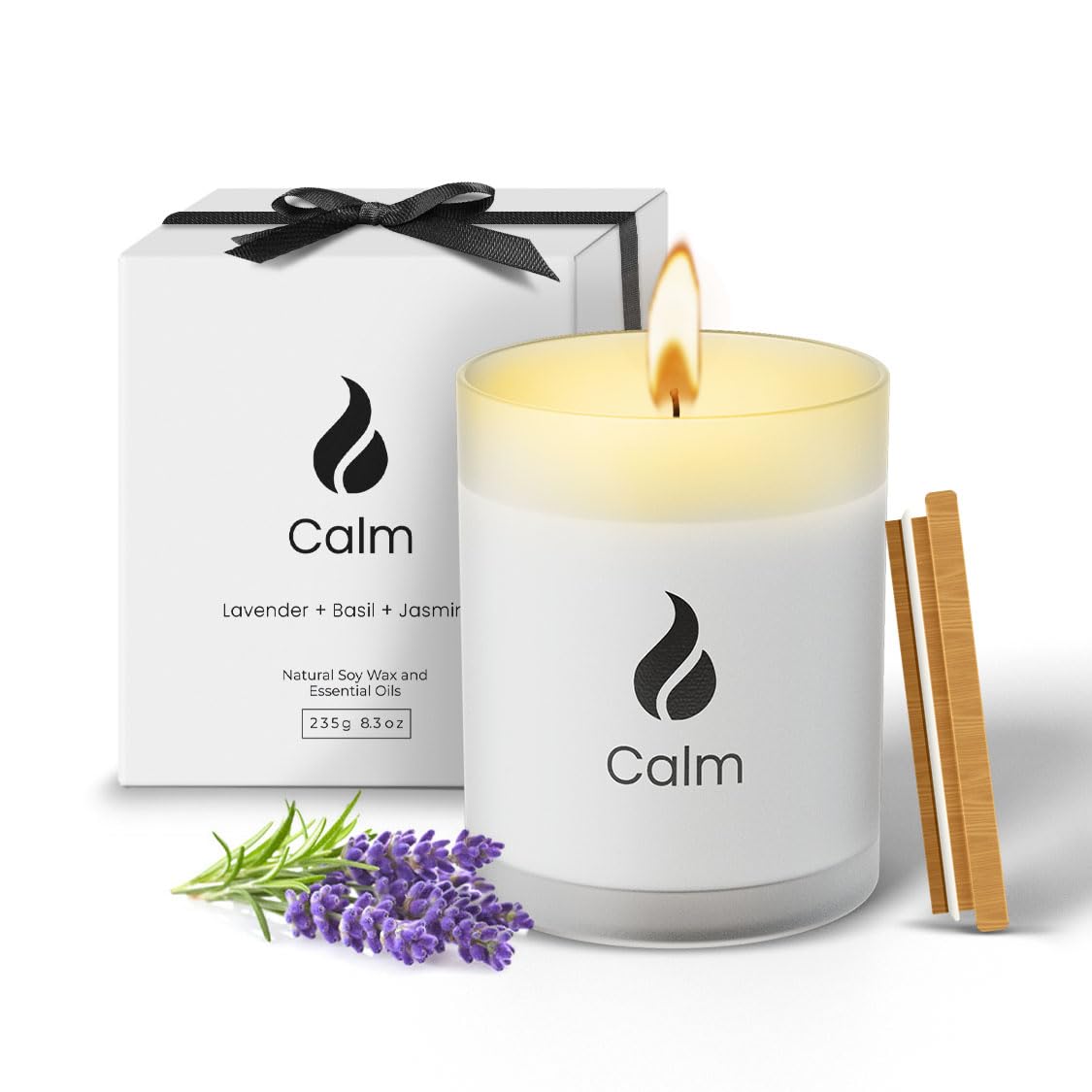 Natur IX Calming Scented Candles for Home | Lavender, Basil & Jasmine Candle | Natural Non Toxic Soy Candles with Essential Oils