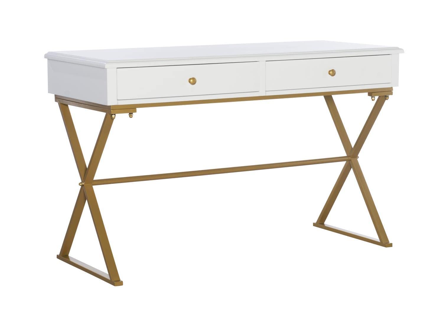 Linon White Campaign Desk
