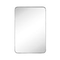 GRACTO 24 x 36 Polished Nickel Rectangle Bathroom Vanity Mirror for Wall Polished Silver Metal Framed Rounded Rectangular Bath