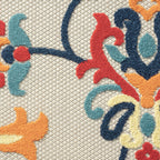 HomeRoots 517454 8 x 10 ft. Blue & Orange Floral Non Skid Indoor & Outdoor Rectangle Traditional Area Rug