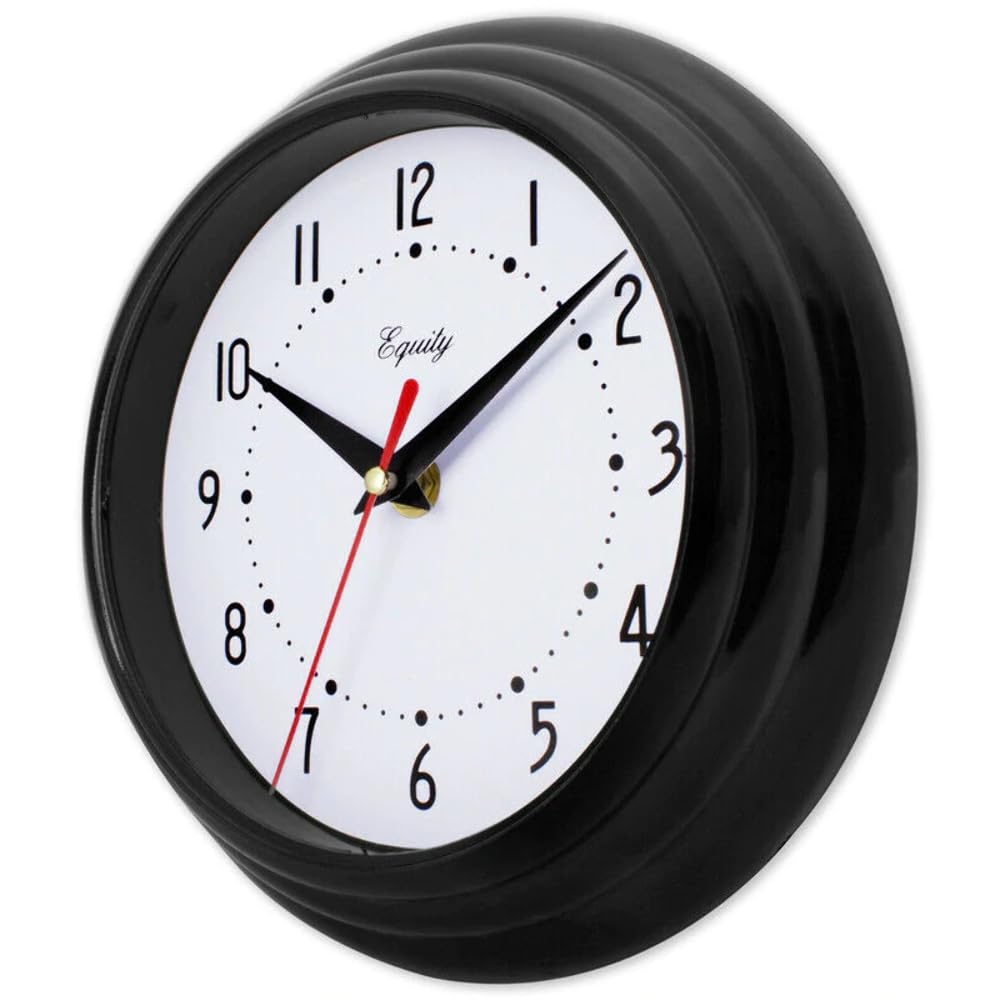 Equity by La Crosse Black 8 Inch Basics Quartz Wall Clock