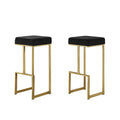 Best Master Furniture Dorrington Velvet Backless Bar Stool In Black/Gold (Set Of 2)
