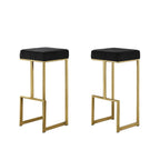 Best Master Furniture Dorrington Velvet Backless Bar Stool In Black/Gold (Set Of 2)