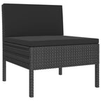 vidaXL Patio Lounge Set 11 Piece with Cushions Outdoor Garden Terrace Wooden Sofa Seating Seat Lounging Set Furniture Poly Rattan Black