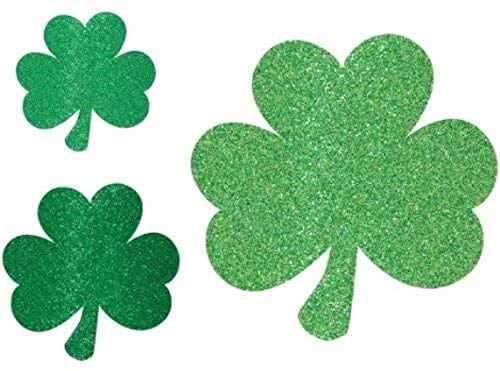 Mini Glitter Green Shamrock Paper Cutouts (4'' - 7'') Pack Of 10 | Perfect Decorations For St. Patrick'S Day Celebrations, Irish
