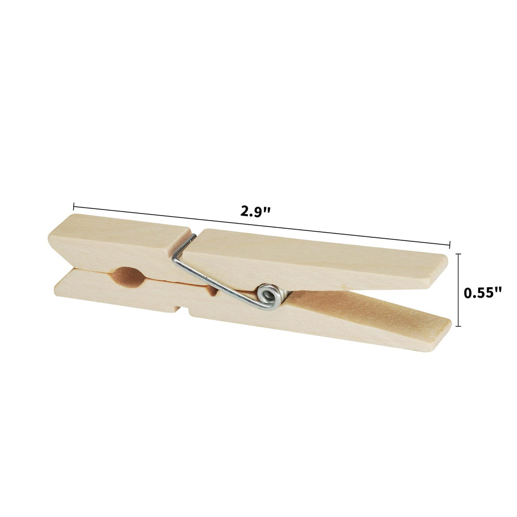 Ktojoy Wooden Clothes Pins,50 Pack, 2.9 Inch, Large Natural Birchwood Rust, Moisture Resistant Clothes Pegs, Heavy Duty Wooden C