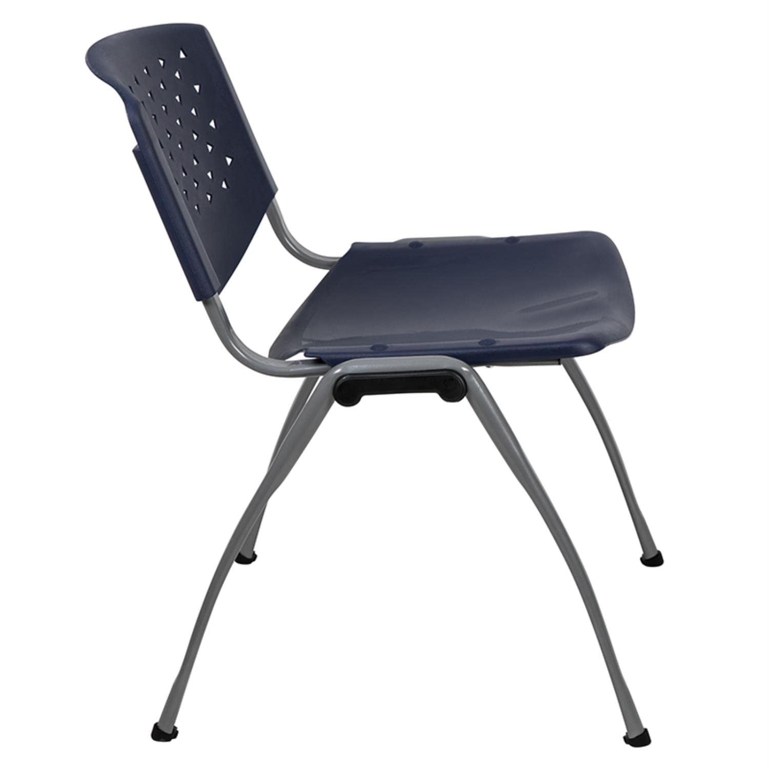 Flash Furniture Hercules Series 880 Lb. Capacity Navy Plastic Stack Chair With Titanium Gray Powder Coated Frame