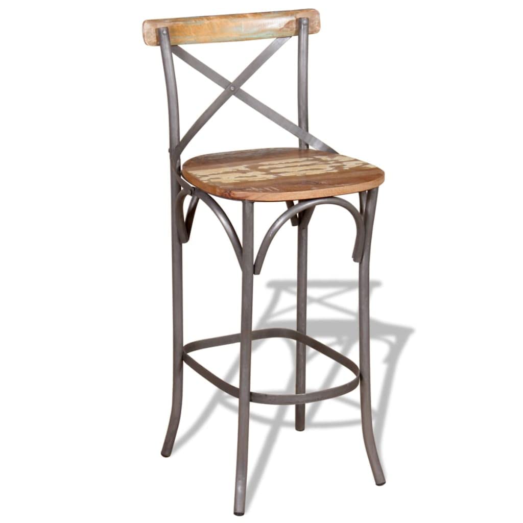 Vidaxl Ecofriendly Bar Chairhandmade Solid Reclaimed Wood, Robust Iron Accents, Antique Style Furniture For Home, Unique And D