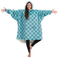 The Comfy Original | Oversized Microfiber & Sherpa Wearable Blanket, Seen On Shark Tank, One Size Fits All (Teal Checkered)
