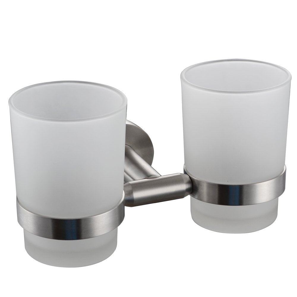 Wallmounted Toothbrush Holder Double Holder, Brushed Nickel G1005
