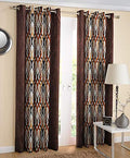 Exporthub 2 Piece Polyester Blend Eyelet Lahar Lining Ring Top Window Curtain  5ft, Brown