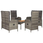 vidaXL Patio Dining Set 5 Piece, Wicker Dining Table and Chair with Cushions, Reclining Chair for Lawn Backyard Garden, Gray Poly Rattan