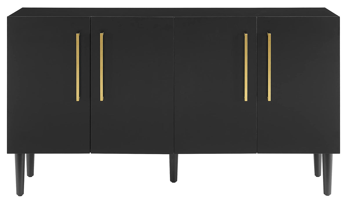 Crosley Furniture Everett Mid Century Sideboard Buffet Cabinet with Storage, Matte Black