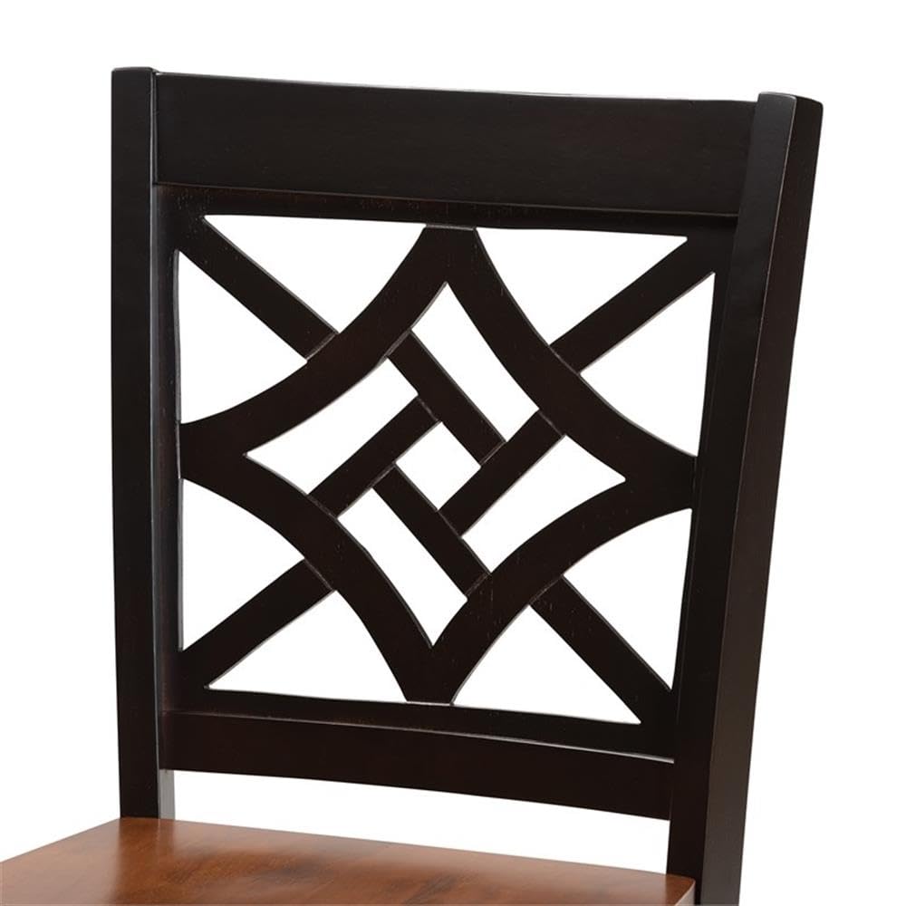 Baxton Studio Nicolette Modern and Contemporary Two-Tone Dark Brown and Walnut Brown Finished Wood 2-Piece Counter Stool Set