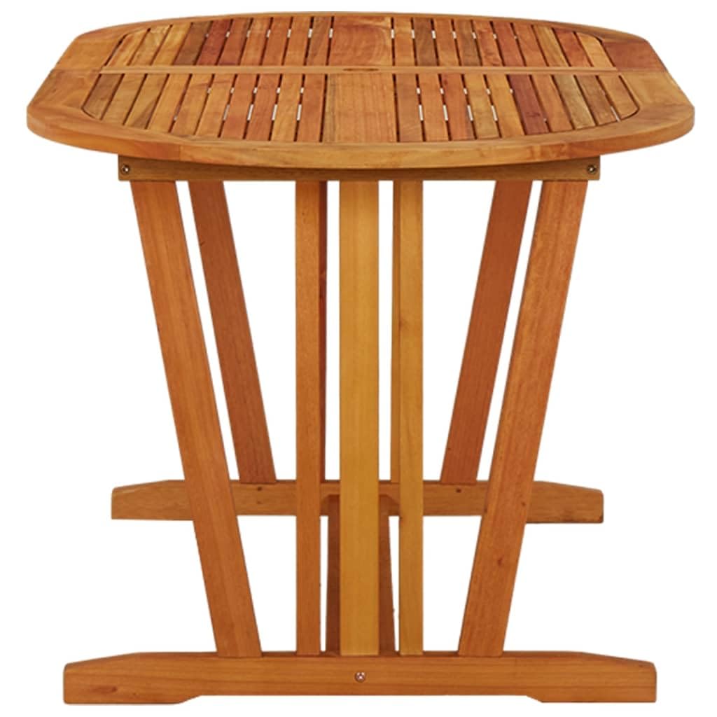 vidaXL Outdoor Patio Dining Table in Brown - Solid Eucalyptus Wood with Umbrella Hole - Farmhouse Style - 63"x33.5"x29.5" Dimensions - Requires Assembly