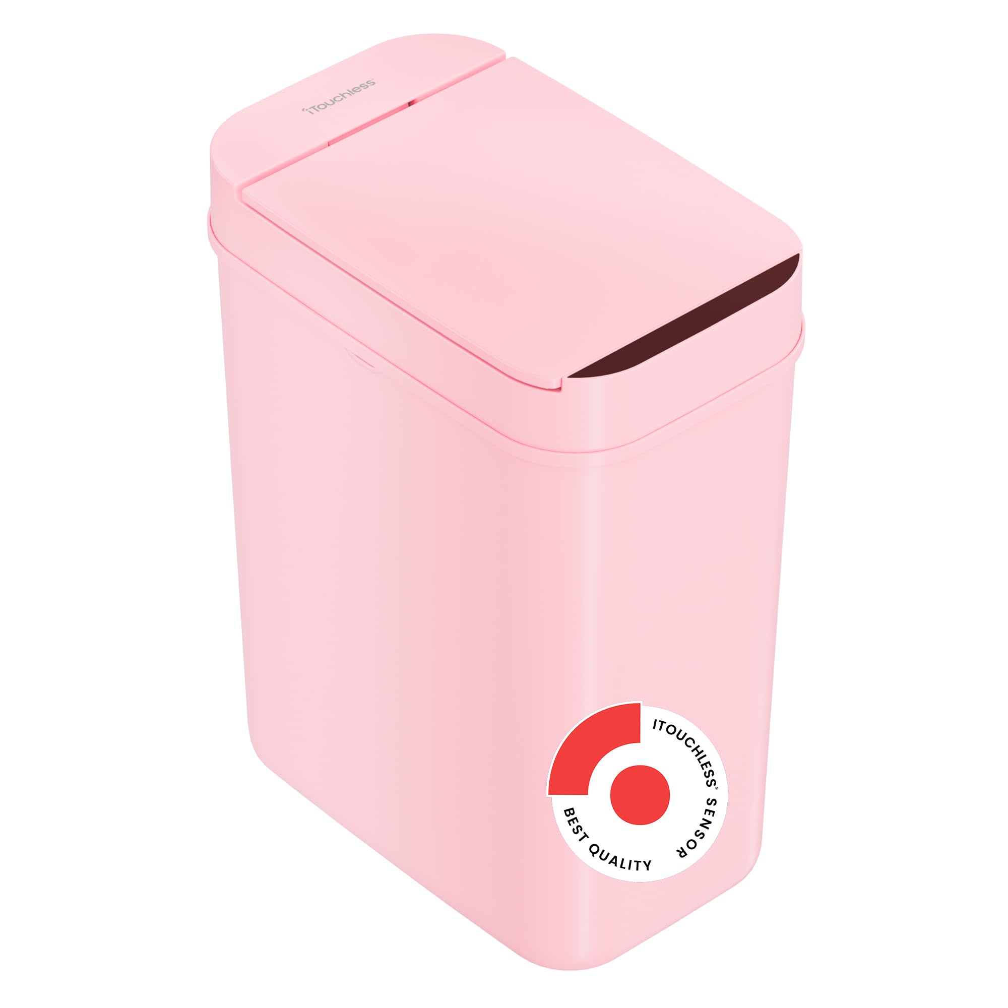 iTouchless 3 Gallon Sensor Pink Bathroom Trash Can, 10 Liter Small Slim Automatic Touchless Garbage Bin with Lid, Smart Narrow M