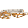 vidaXL 7 Piece Patio Lounge Set with Light Gray Cushions Solid Wood