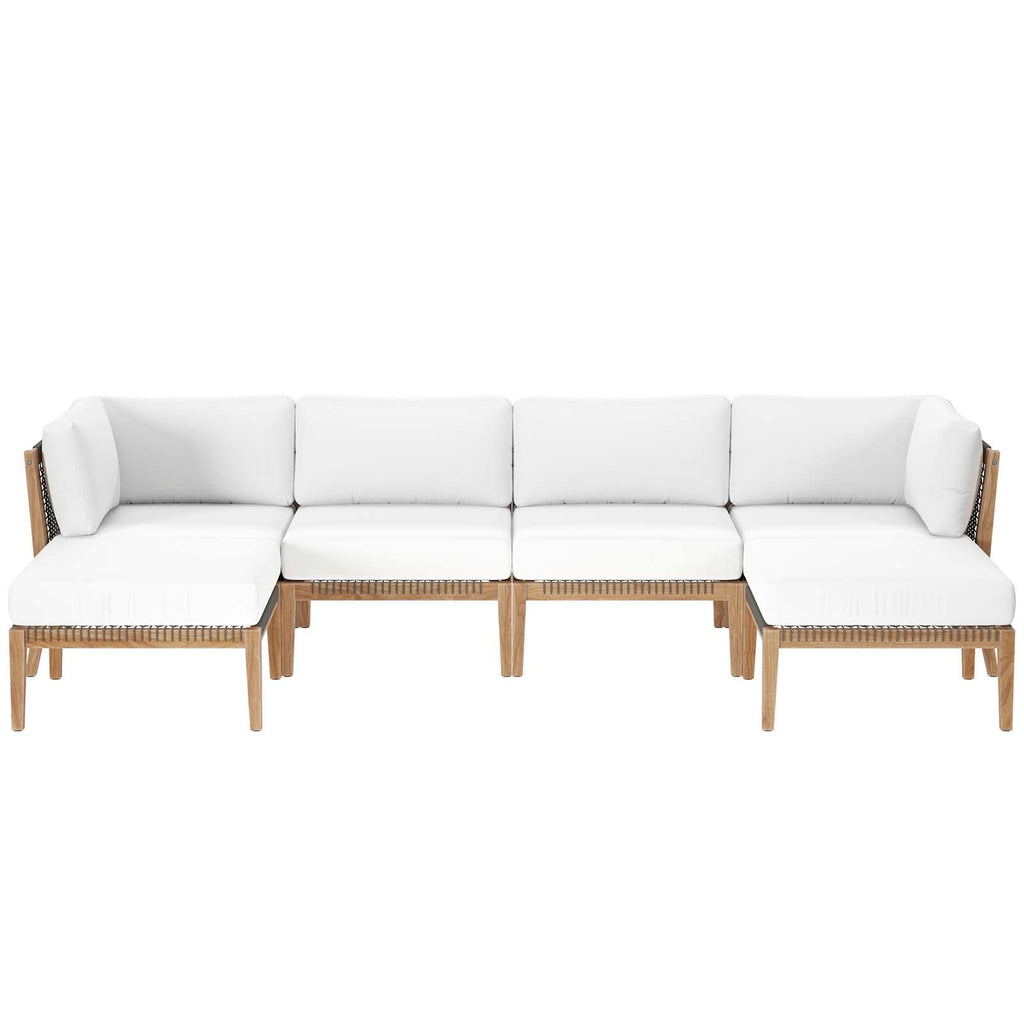 Modway Clearwater Sectional, 6-Piece Set, Gray White