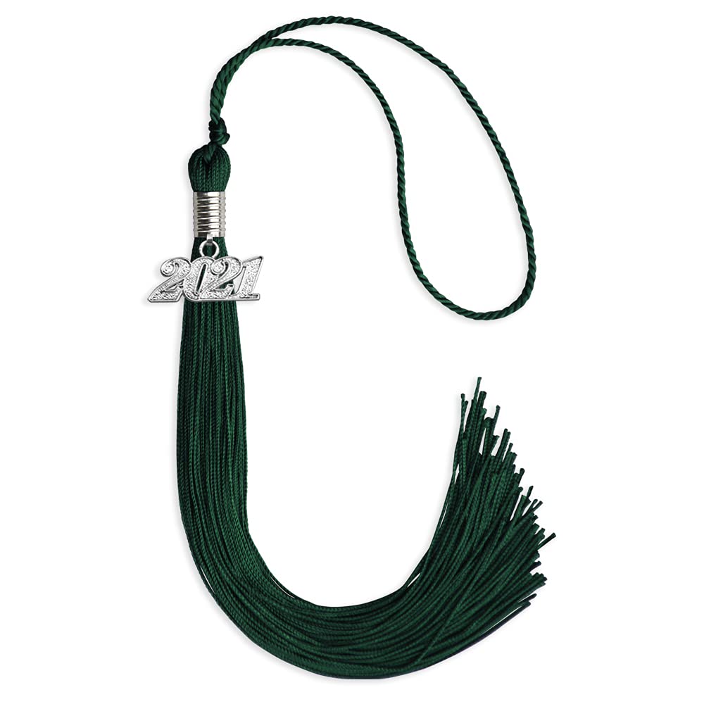Endea Graduation Single Color Tassel with Silver Date Drop (Hunter Green, 2021)