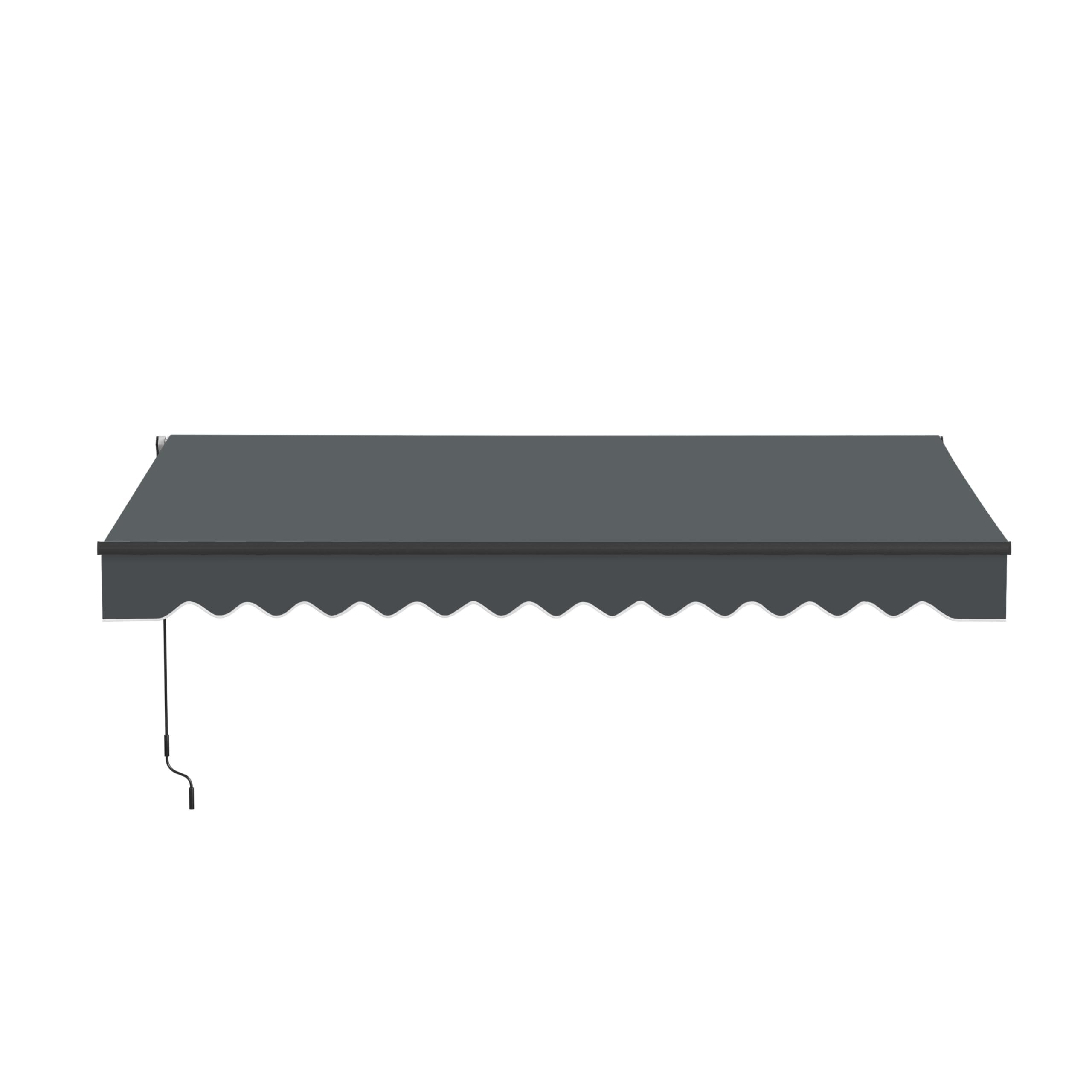 Aleko 12x10 feet Caribbean Style Electric Black Frame Awning, Remote Control Motorized & Manual Crank, Outdoor Shade Canopy with