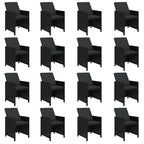 vidaXL Patio Dining Set 17 Piece with Cushions Garden Outdoor Terrace Balcony Dining Dinner Dinette Table and Chair Furniture Poly Rattan Black