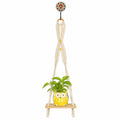 Kaameri Bazaar Macrame Boho Braid Mini Shelve With Owl Shaped Planter And Ceramic Hook  Macrame Wall Hanging L Owl Planter Pot