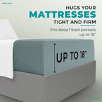 Feather & Stitch 100% Cotton 1 Piece Damask Stripe Full Fitted Sheet 500 Thread Count Granite Green 18' Extra Deep Pocket Sateen Weave Stretchable Boxer Elastic Fits Mattress Perfectly