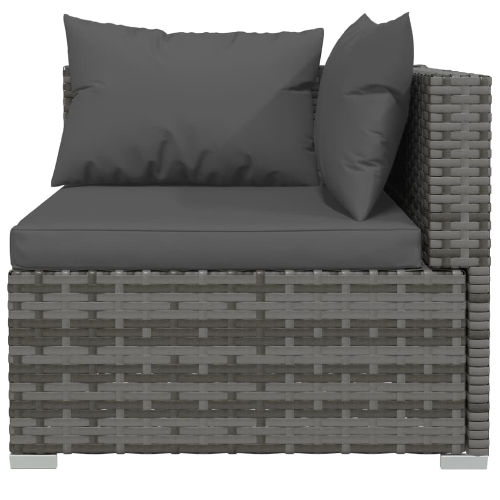 vidaXL Patio Lounge Set 12 Piece with Cushions Garden Outdoor Lawn Yard Terrace Balcony Seat Seating Sofa Lounge Set Furniture Gray Poly Rattan